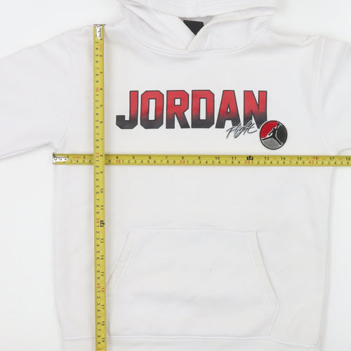 Jordan Boys White Hoodie 10-12 Years Pullover Fleece Logo Sweatshirt