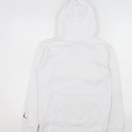 Jordan Boys White Hoodie 10-12 Years Pullover Fleece Logo Sweatshirt