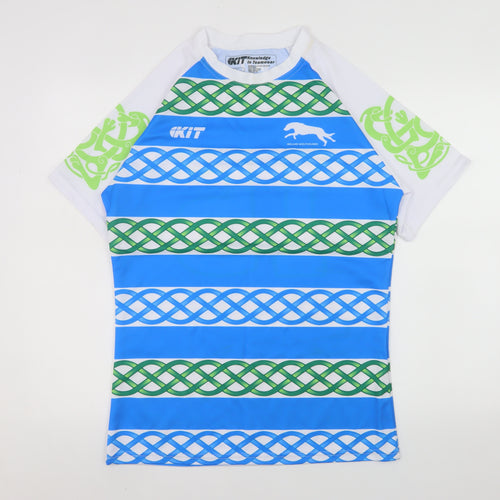 KIT Mens Blue Green Ireland Wolfhounds Rugby T-Shirt Size L Polyester