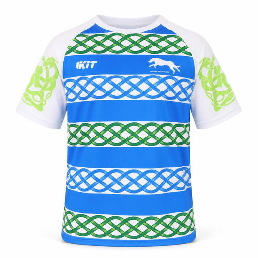 KIT Mens Blue Green Ireland Wolfhounds Rugby T-Shirt Size L Polyester