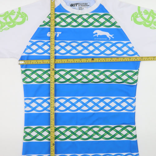 KIT Mens Blue Green Ireland Wolfhounds Rugby T-Shirt Size L Polyester