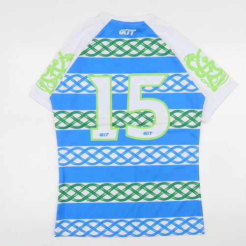 KIT Mens Blue Green Ireland Wolfhounds Rugby T-Shirt Size L Polyester
