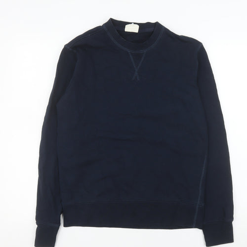 Marks and Spencer Men's Blue Crew Neck Regular Fit Cotton Sweatshirt M