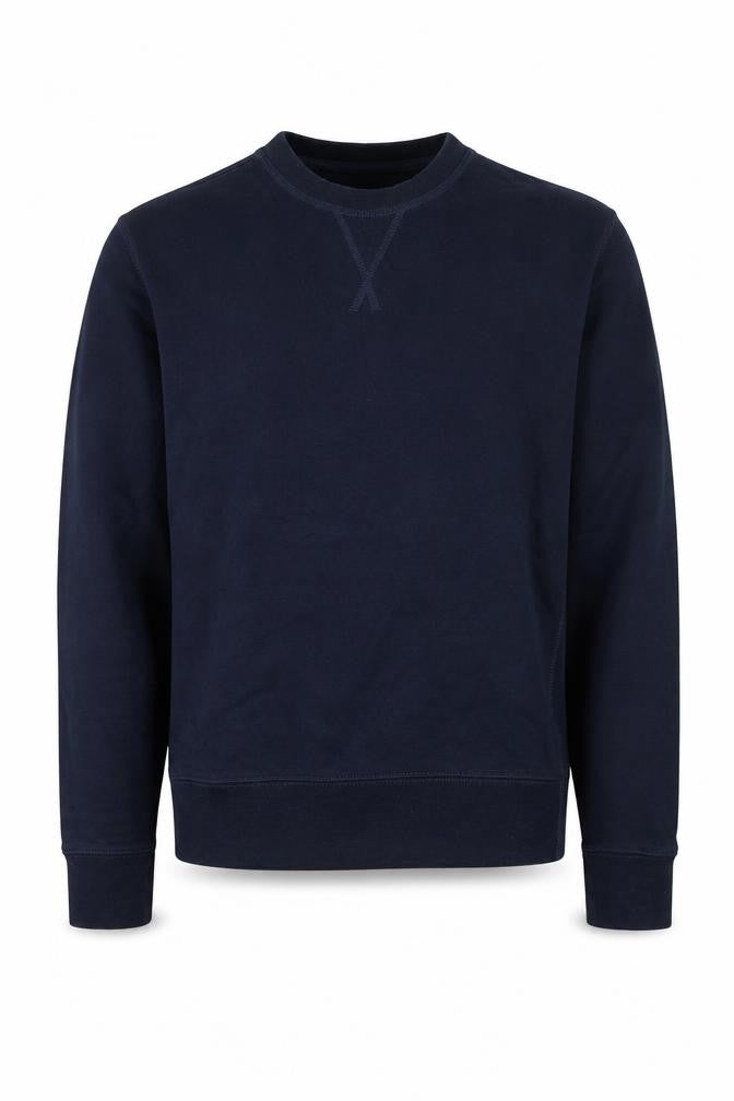 Front view of Marks & Spencer Men's Blue Crew Neck Regular Fit Cotton Sweatshirt M