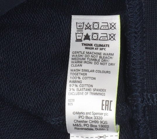 Marks and Spencer Men's Blue Crew Neck Regular Fit Cotton Sweatshirt M