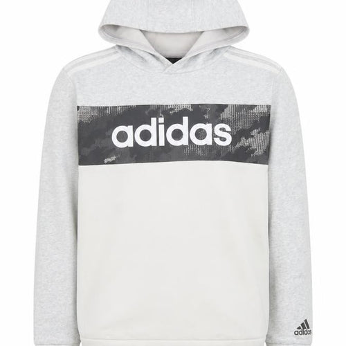 Adidas Boys Grey Hoodie 12-13 Years Pullover Fleece Logo Sweatshirt