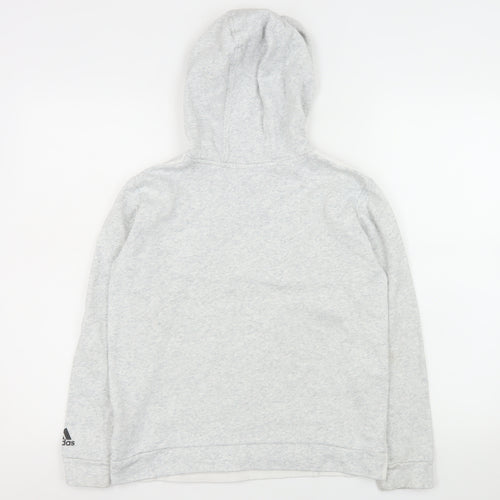 Adidas Boys Grey Hoodie 12-13 Years Pullover Fleece Logo Sweatshirt