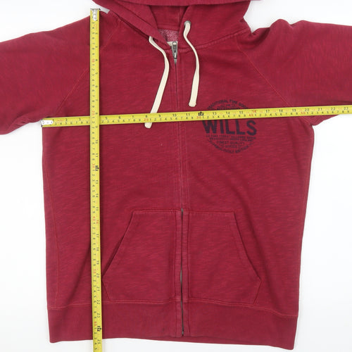 Jack Wills Women’s Red Full Zip Hoodie Jacket Size 14 Cotton Blend