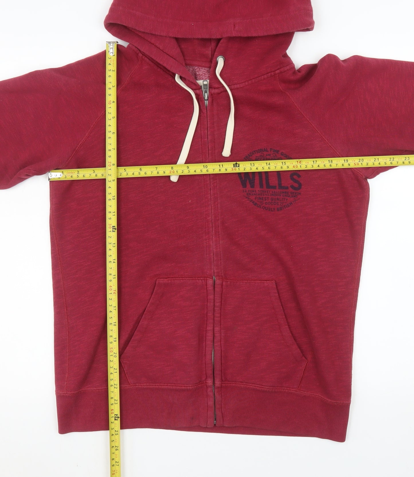 Jack Wills Women’s Red Full Zip Hoodie Jacket Size 14 Cotton Blend