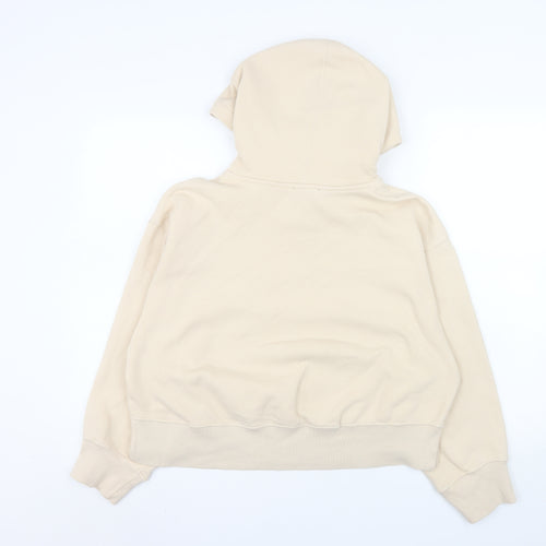 Zara Women Beige Pullover Hoodie Medium Cotton Blend