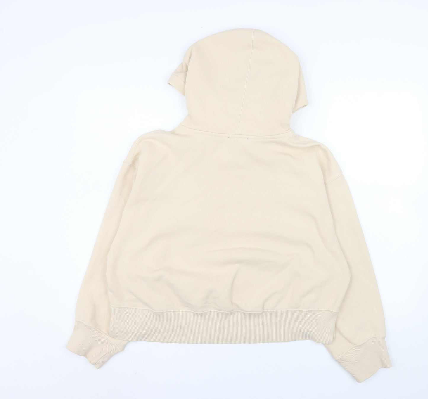 Zara Women Beige Pullover Hoodie Medium Cotton Blend