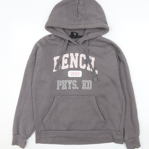 Bench Women’s Grey Pullover Hoodie UK 12 Medium Cotton Blend