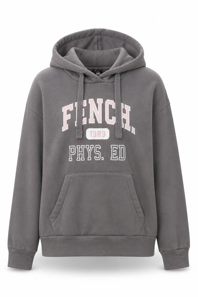 Front view of Bench Women’s Grey Pullover Hoodie UK 12 Medium Cotton Blend