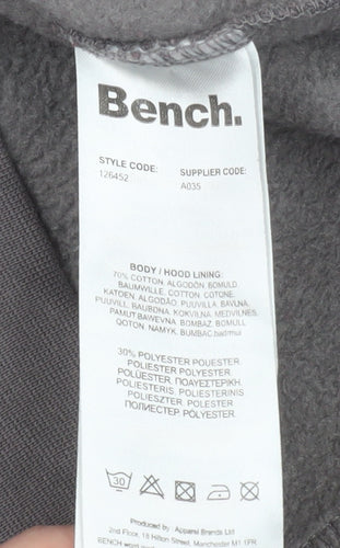 Bench Women’s Grey Pullover Hoodie UK 12 Medium Cotton Blend