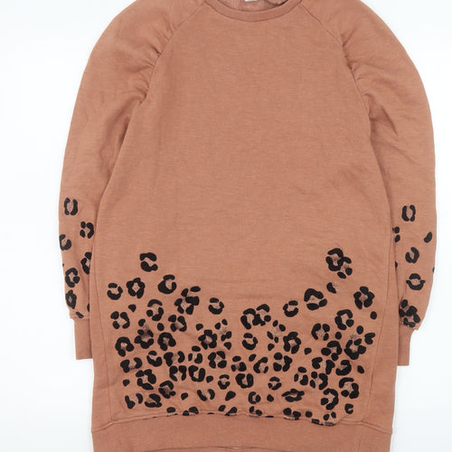 Next Girls Brown Animal Print Long Sleeve Pullover Sweatshirt 11 Years