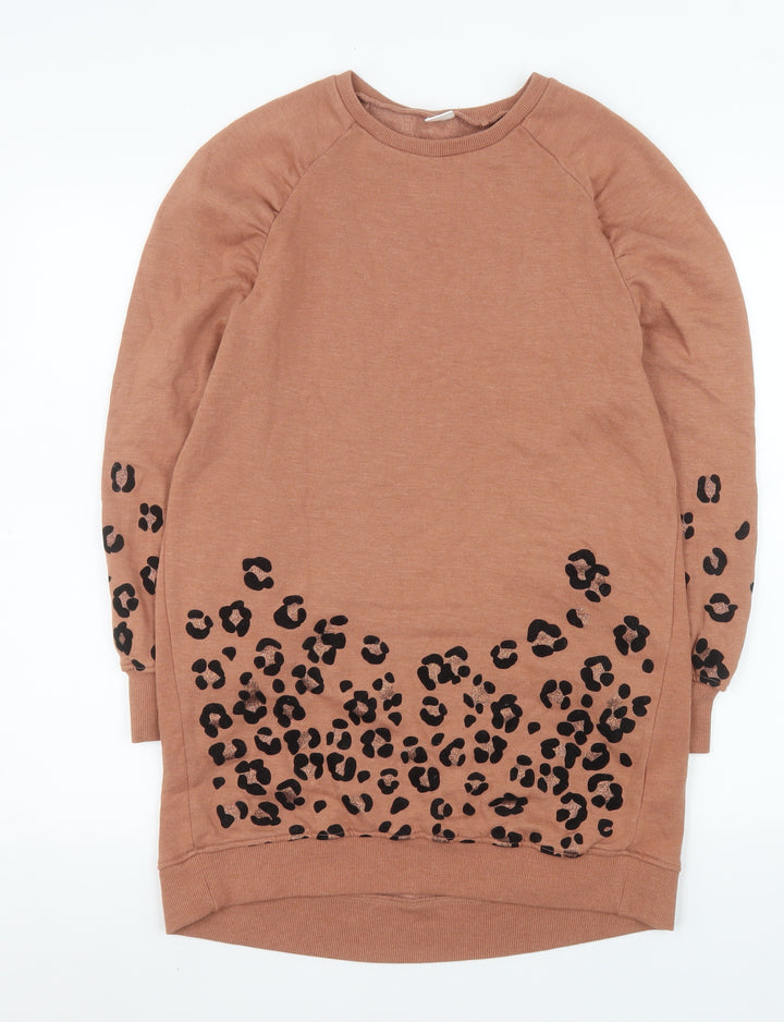 Next Girls Brown Animal Print Long Sleeve Pullover Sweatshirt 11 Years