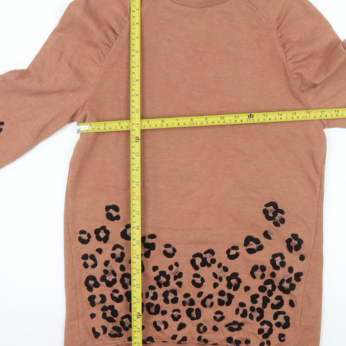 Next Girls Brown Animal Print Long Sleeve Pullover Sweatshirt 11 Years