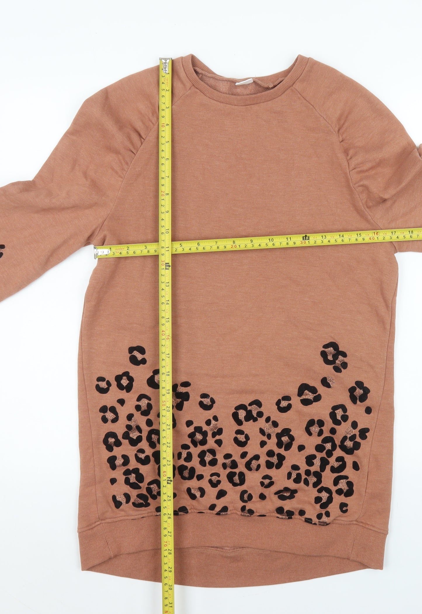 Next Girls Brown Animal Print Long Sleeve Pullover Sweatshirt 11 Years