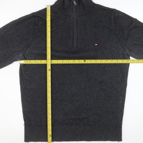 Tommy Hilfiger Mens Grey M 1/4 Zip Mock Neck Knit Sweatshirt