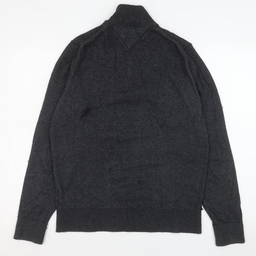 Tommy Hilfiger Mens Grey M 1/4 Zip Mock Neck Knit Sweatshirt