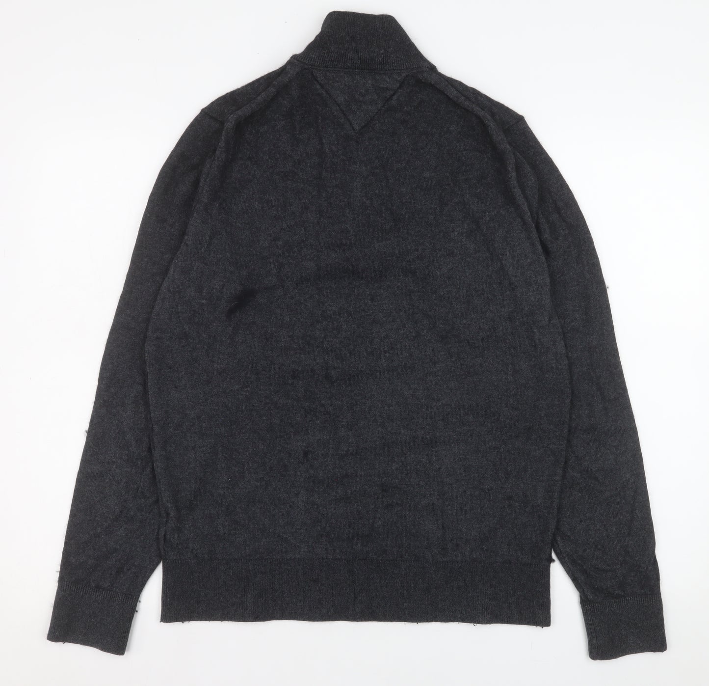 Tommy Hilfiger Mens Grey M 1/4 Zip Mock Neck Knit Sweatshirt