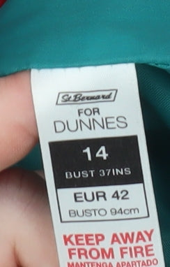 Dunnes Women’s Red Puffer Jacket Size 14 Zip Front Quilted Winter Coat