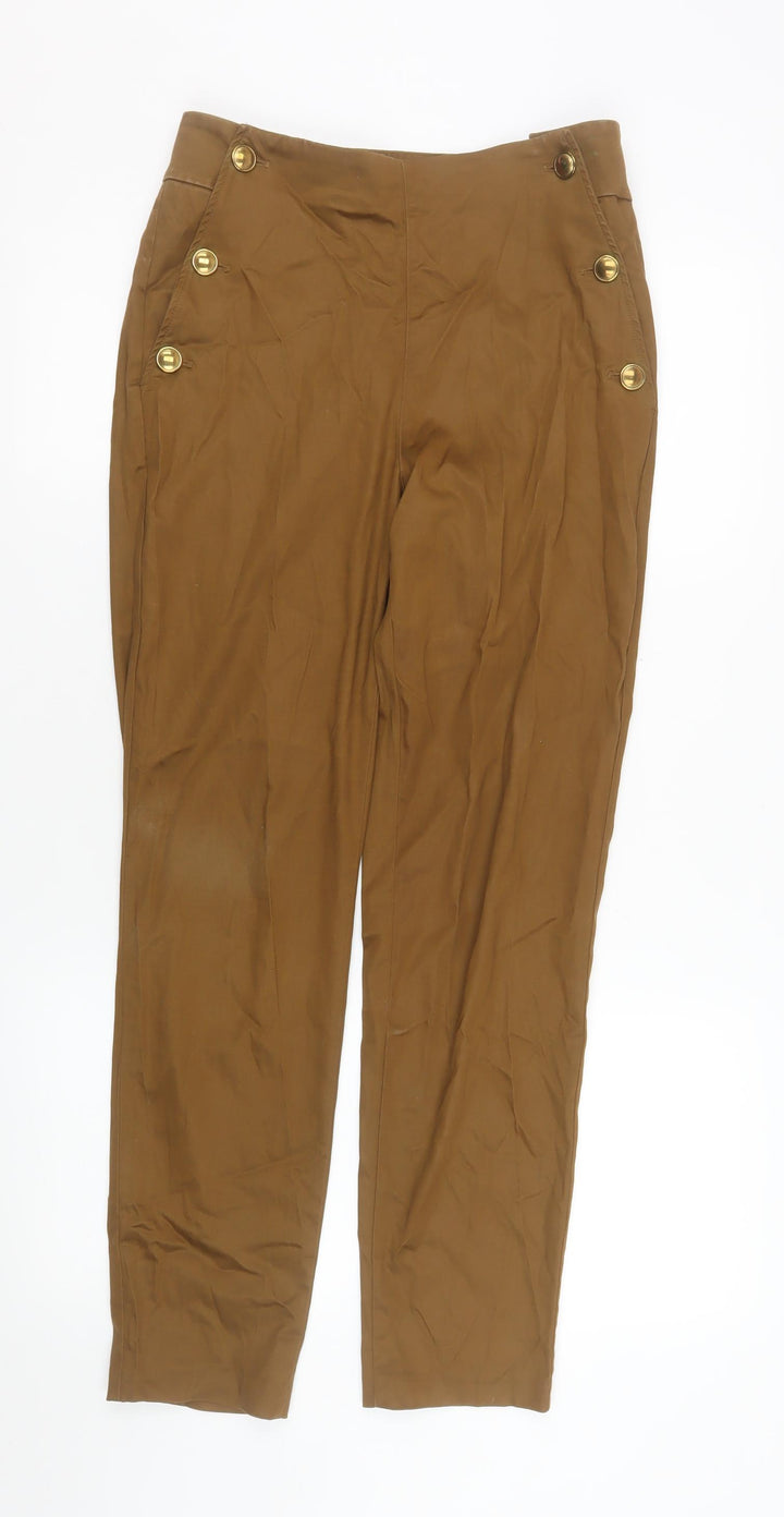 Massimo Dutti Women Brown High Rise Chino Trousers Size 8