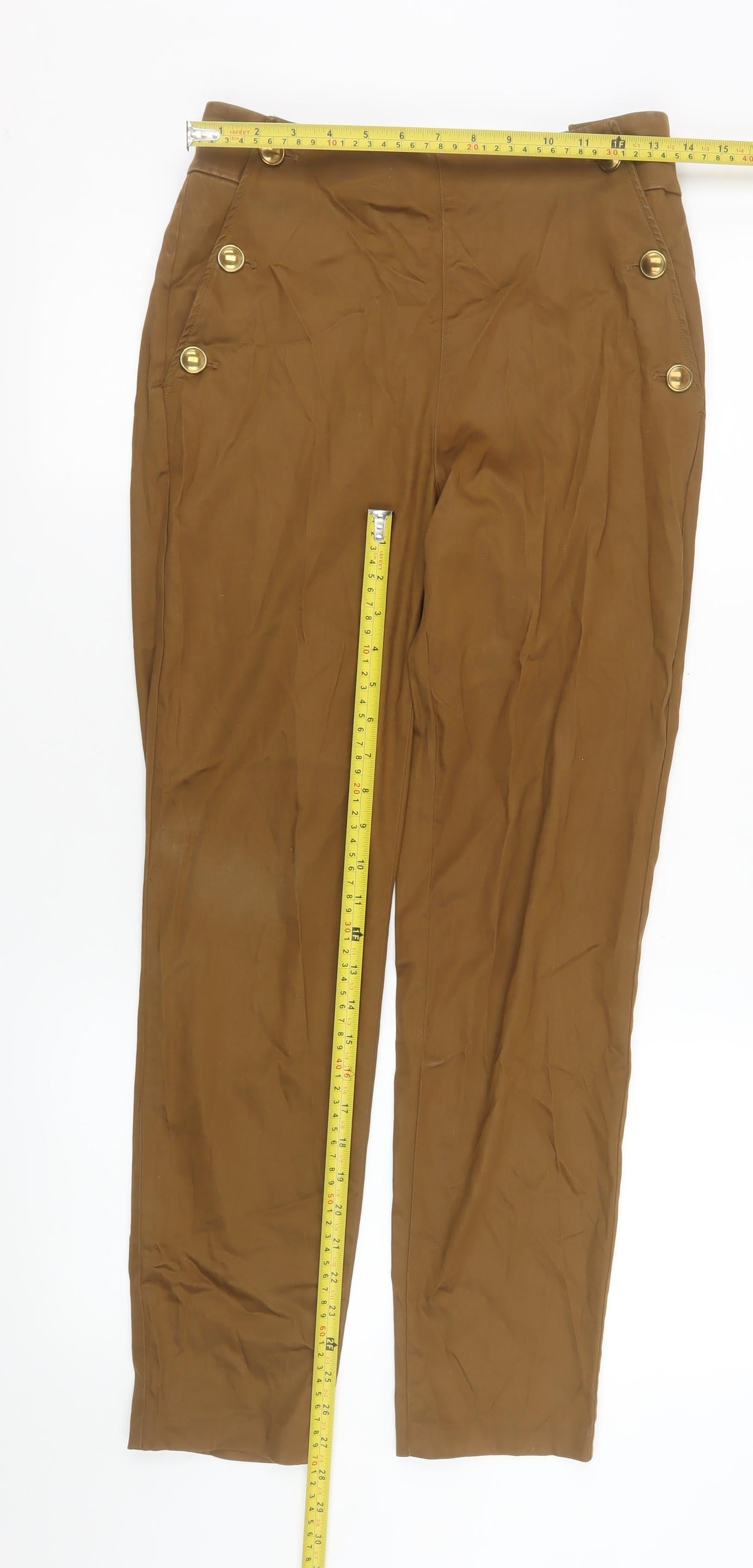 Massimo Dutti Women Brown High Rise Chino Trousers Size 8
