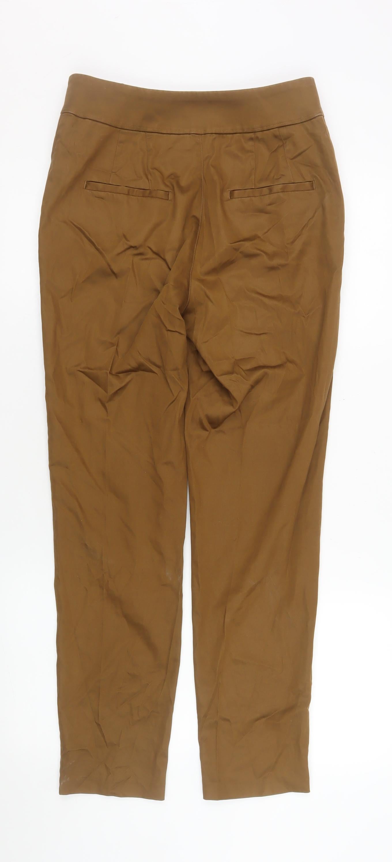 Massimo Dutti Women Brown High Rise Chino Trousers Size 8
