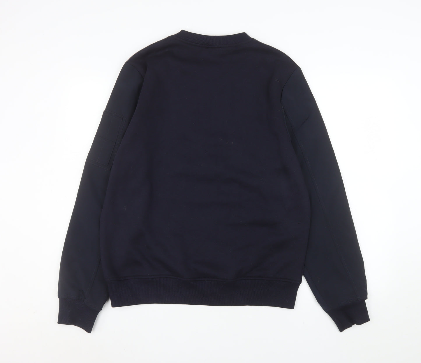 H&M Divided Men’s Blue Pullover Sweatshirt Size M Zip Sleeve Cotton Blend