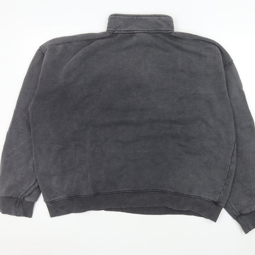 Bershka Womens Black The Hamptons 1/4 Zip Sweatshirt Size L