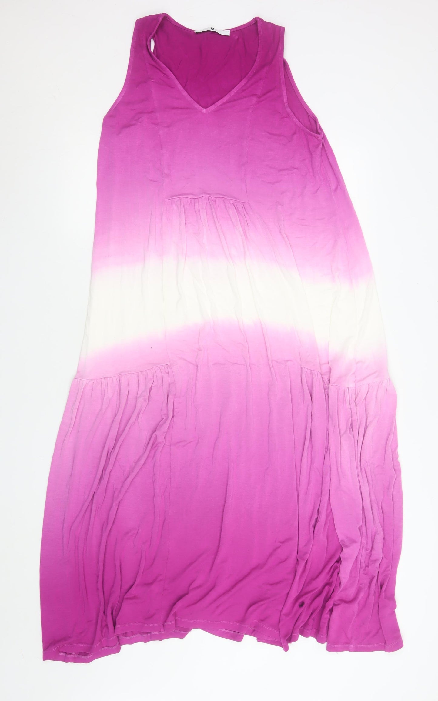V by Very Women’s Pink Tie Dye Maxi Dress Size 12 Sleeveless V-Neck Summer