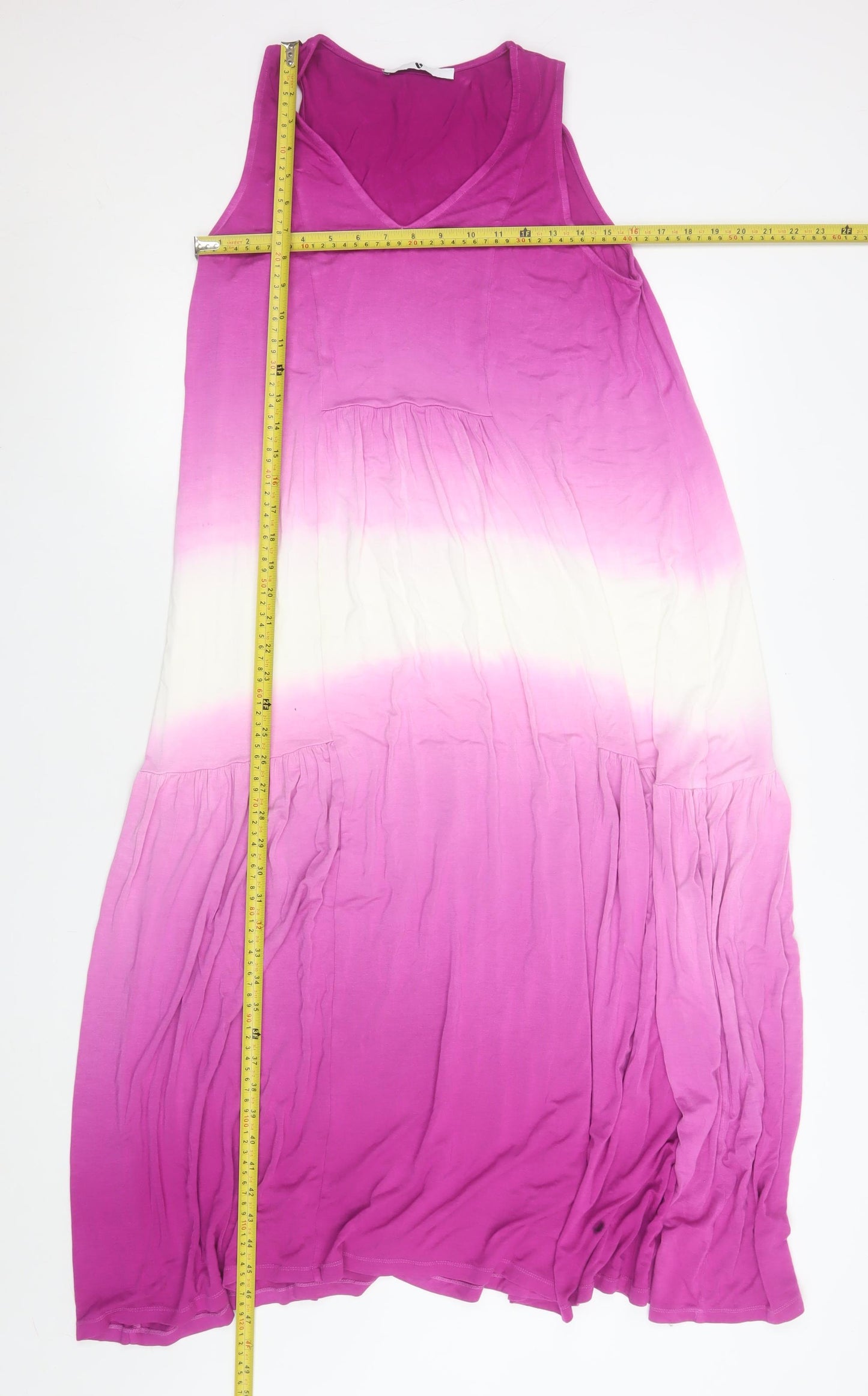 V by Very Women’s Pink Tie Dye Maxi Dress Size 12 Sleeveless V-Neck Summer