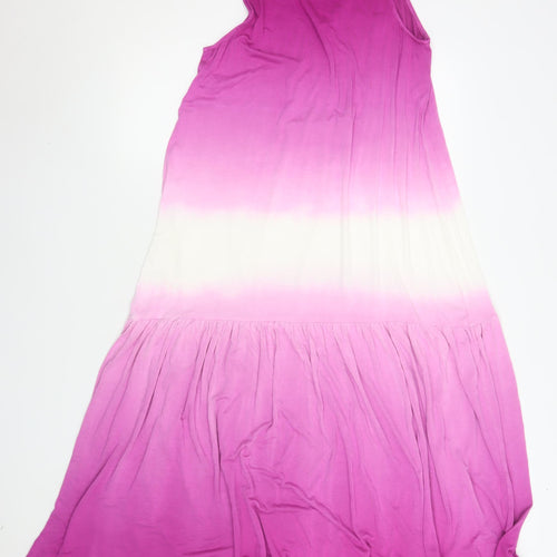 V by Very Women’s Pink Tie Dye Maxi Dress Size 12 Sleeveless V-Neck Summer