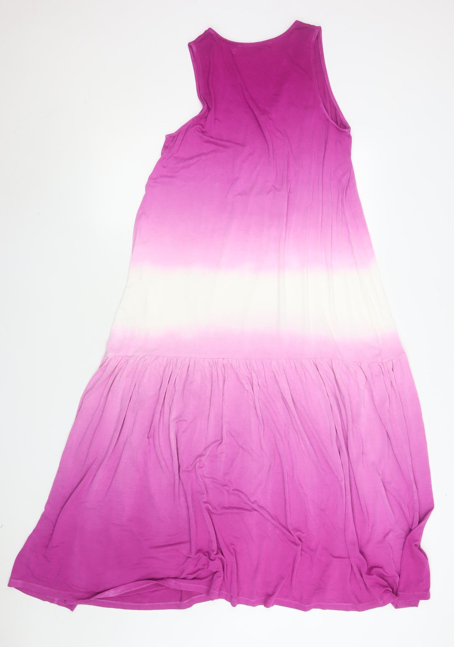 V by Very Women’s Pink Tie Dye Maxi Dress Size 12 Sleeveless V-Neck Summer