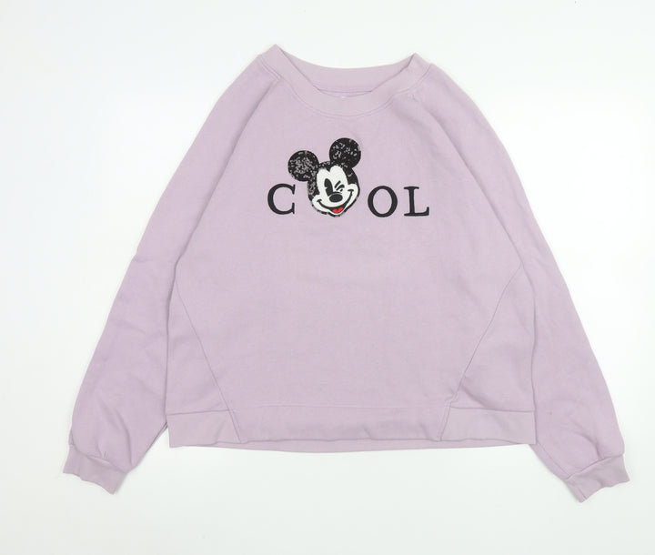 Bershka Disney Women Lilac Pullover Sweatshirt L Mickey Cool Print