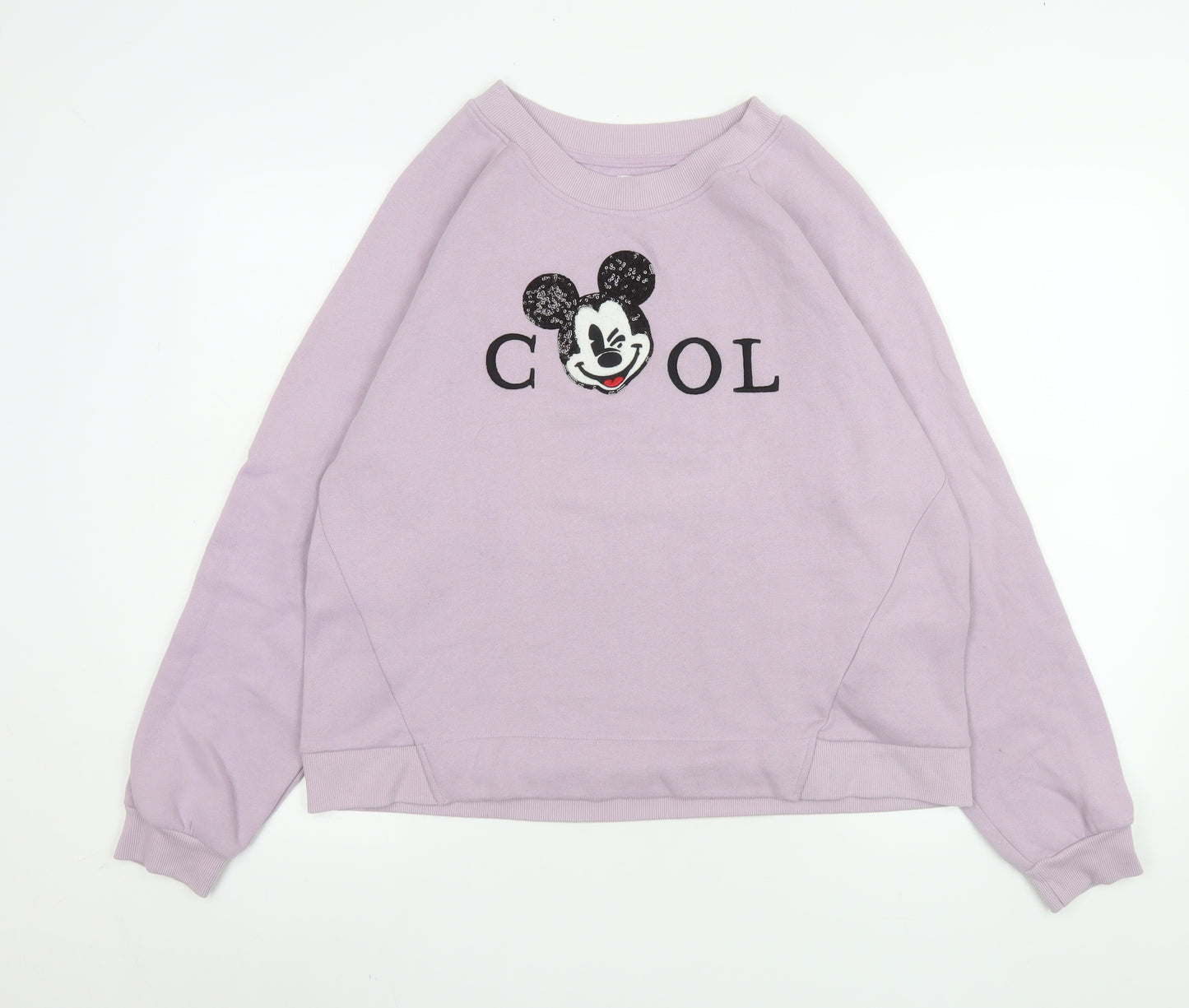 Bershka Disney Women Lilac Pullover Sweatshirt L Mickey Cool Print