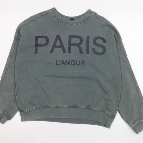 Next Men’s Green Paris L’Amour Graphic Sweatshirt Size M Relaxed Fit