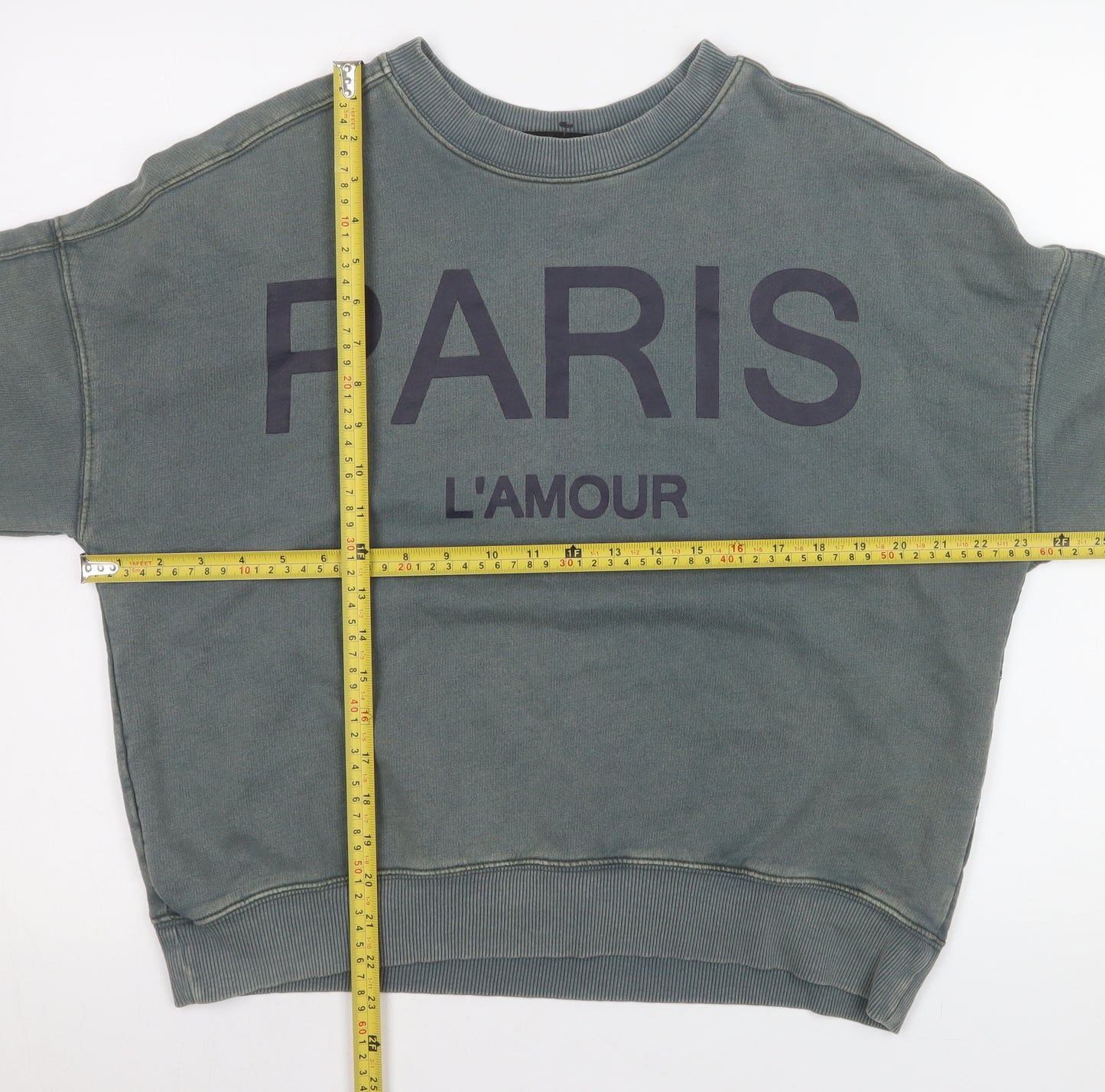Next Men’s Green Paris L’Amour Graphic Sweatshirt Size M Relaxed Fit