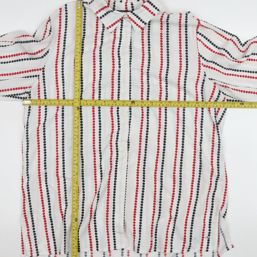 Tommy Hilfiger Mens White Red Blue Striped Long Sleeve Button-Up Shirt M