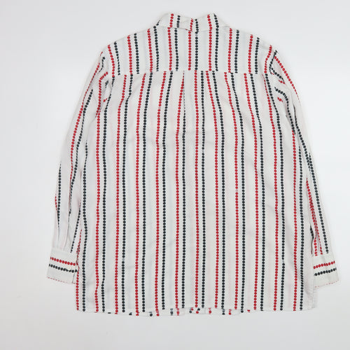 Tommy Hilfiger Mens White Red Blue Striped Long Sleeve Button-Up Shirt M