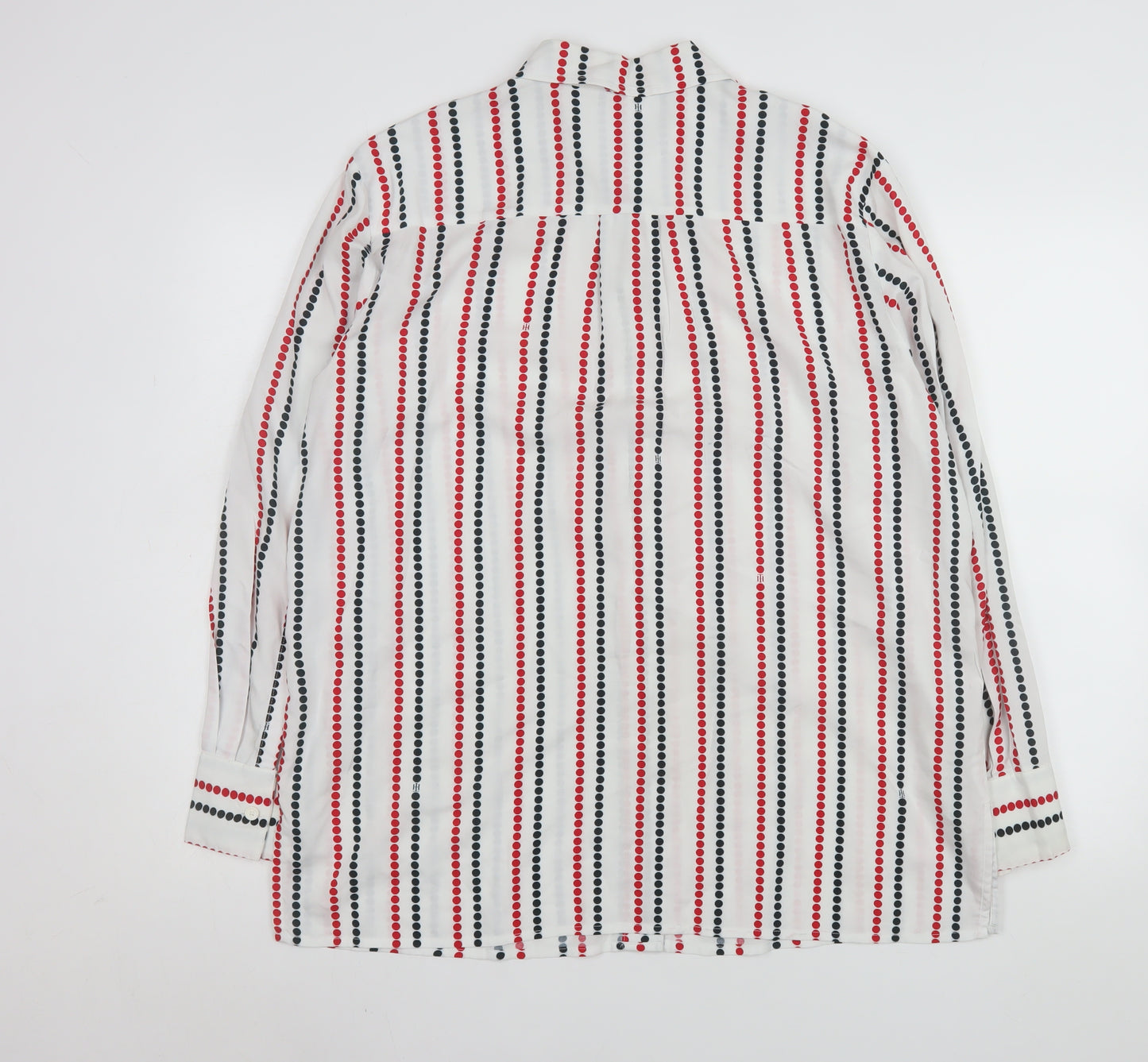 Tommy Hilfiger Mens White Red Blue Striped Long Sleeve Button-Up Shirt M