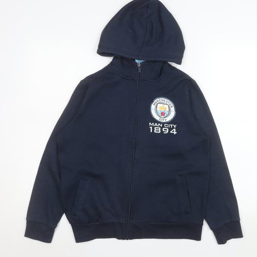 Manchester City Teens Blue Hooded Full Zip Jacket Size 12