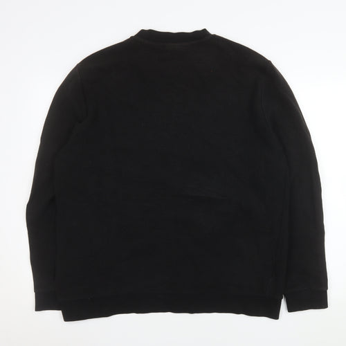 H&M Men's Black Bomber Jacket XL Regular Fit Cotton Blend Zip Up