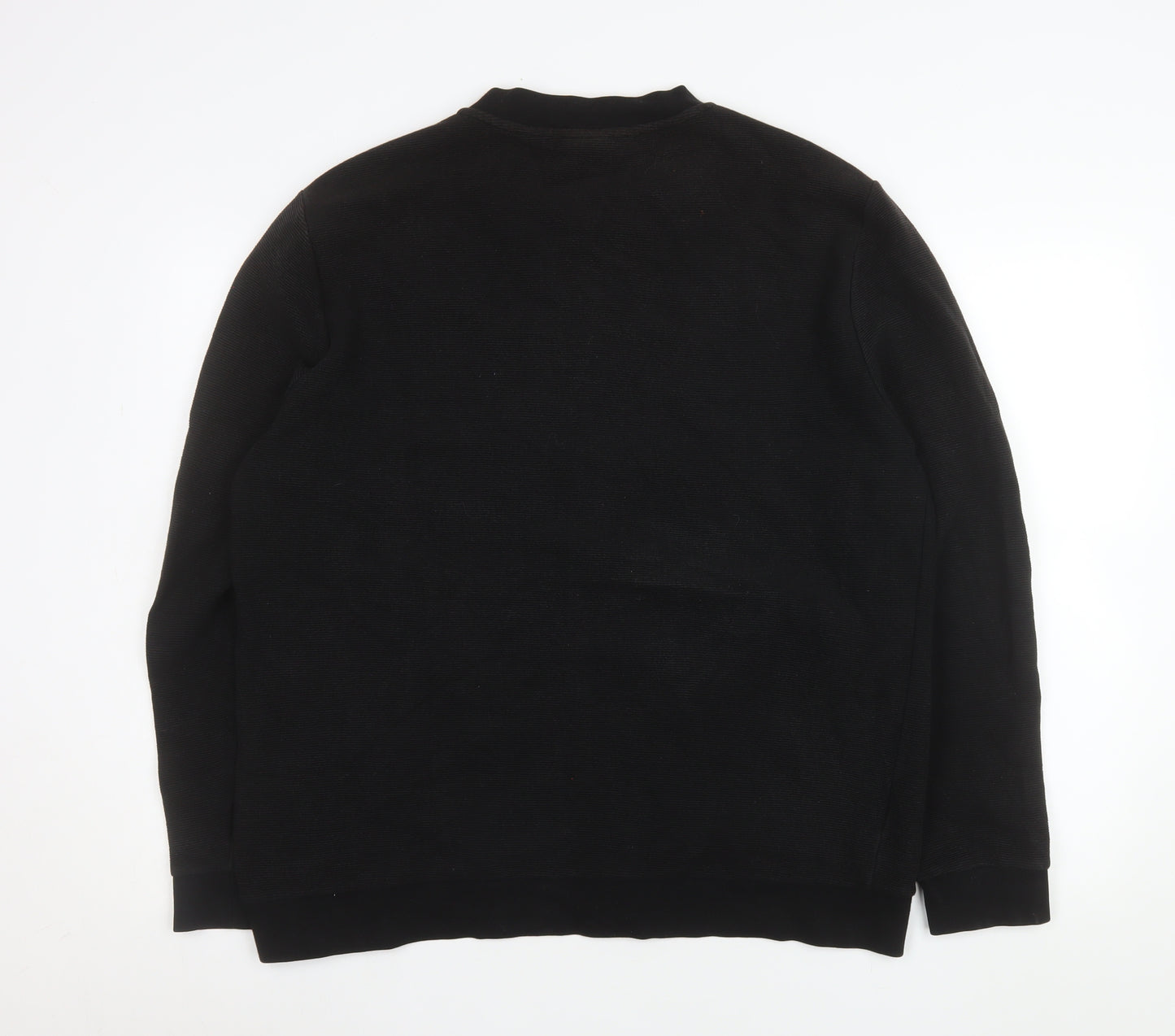 H&M Men's Black Bomber Jacket XL Regular Fit Cotton Blend Zip Up