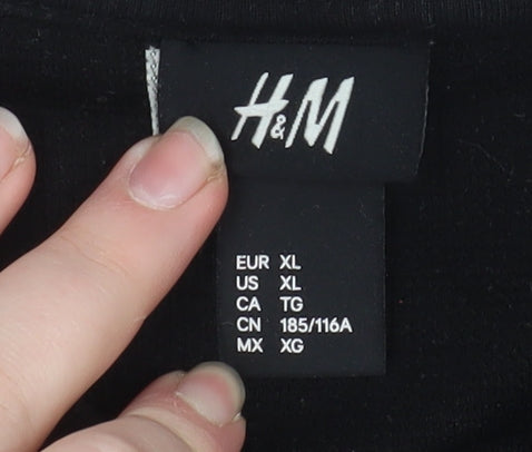 H&M Men's Black Bomber Jacket XL Regular Fit Cotton Blend Zip Up