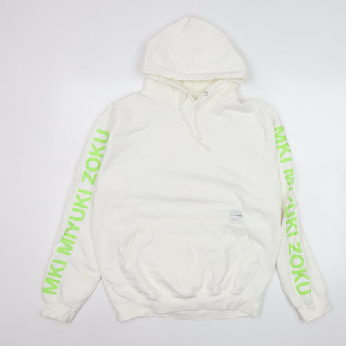 MKI Miyuki Zoku Men’s White Pullover Hoodie Medium Logo Print