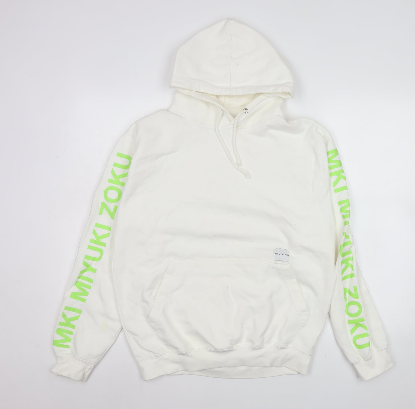 MKI Miyuki Zoku Men’s White Pullover Hoodie Medium Logo Print