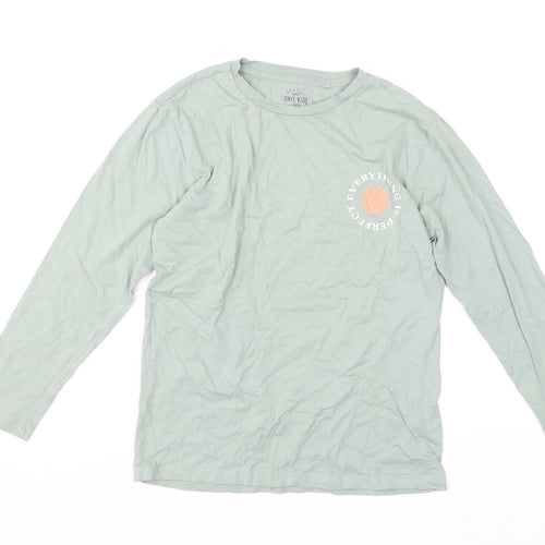 Unit Kids Girls Green Long Sleeve Graphic Cotton T-Shirt 11-12 Years
