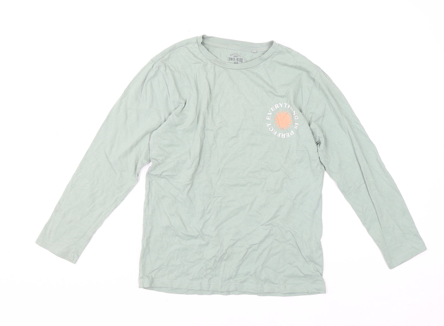 Unit Kids Girls Green Long Sleeve Graphic Cotton T-Shirt 11-12 Years